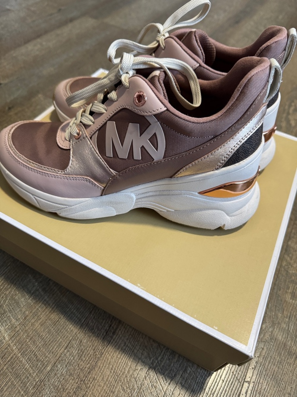 Michael Kors Rose Pink and Blush Platform Lace-Up Sneakers - Picture 4 of 15